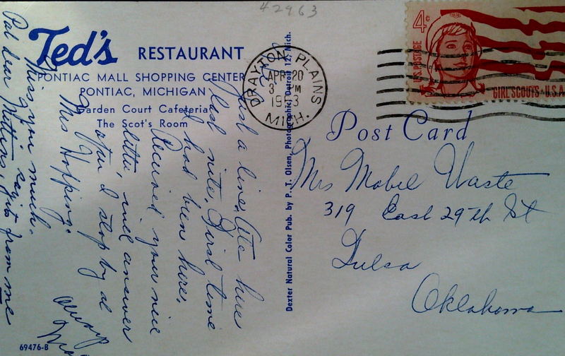 Teds Drive-In - OLD POSTCARD (newer photo)